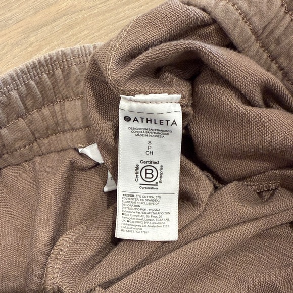 ATHELTA Brown Clay‎ Retroterry Tapered Pant Active Lounge Soft Cotton Terry Sz S - Picture 9 of 12